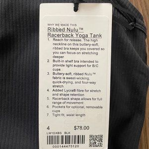 lululemon Ribbed Nulu Racerback Yoga Top - black
